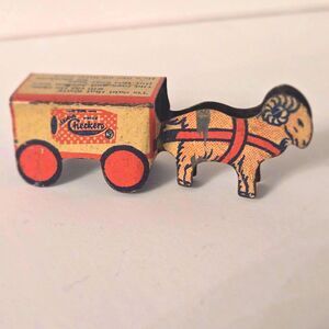 Rare 1920's Cracker Jack Popcorn Tin Litho Ram Goat Pulled "Checkers" Wagon Cart